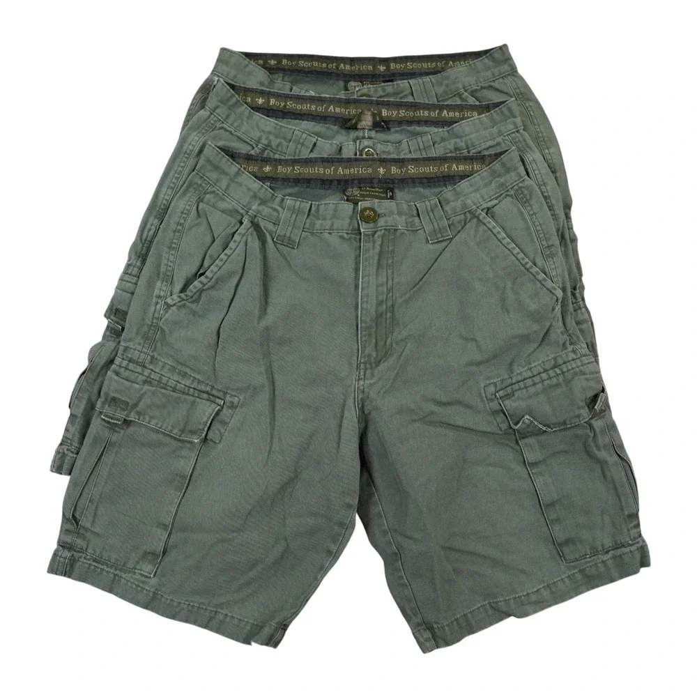 Lot of 3 Boy Scouts of America Cargo Shorts Mens 30 Green Regular Outdoor Hiking